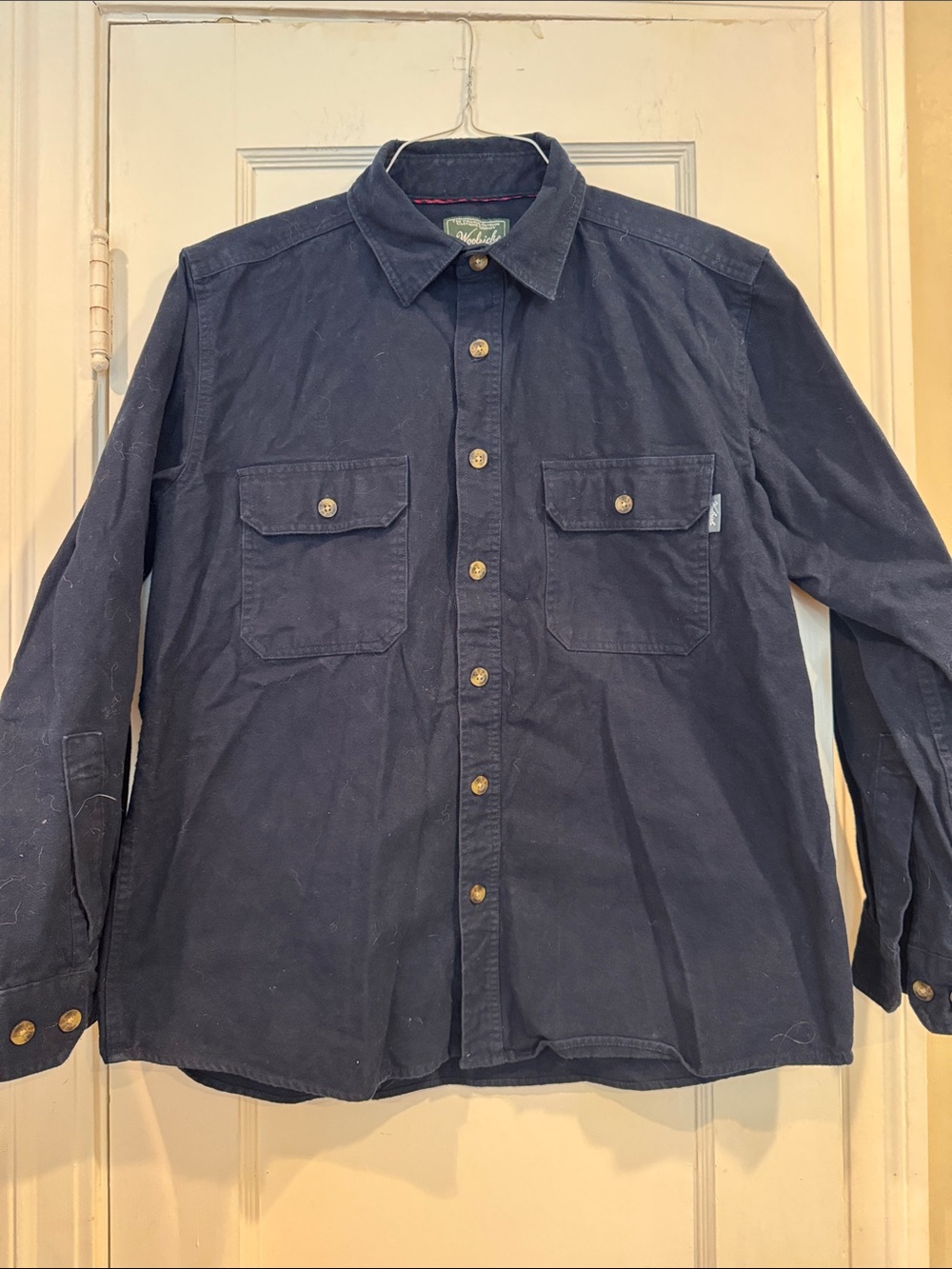 Woolrich Men's Dark Navy Button-Front Work Shirt